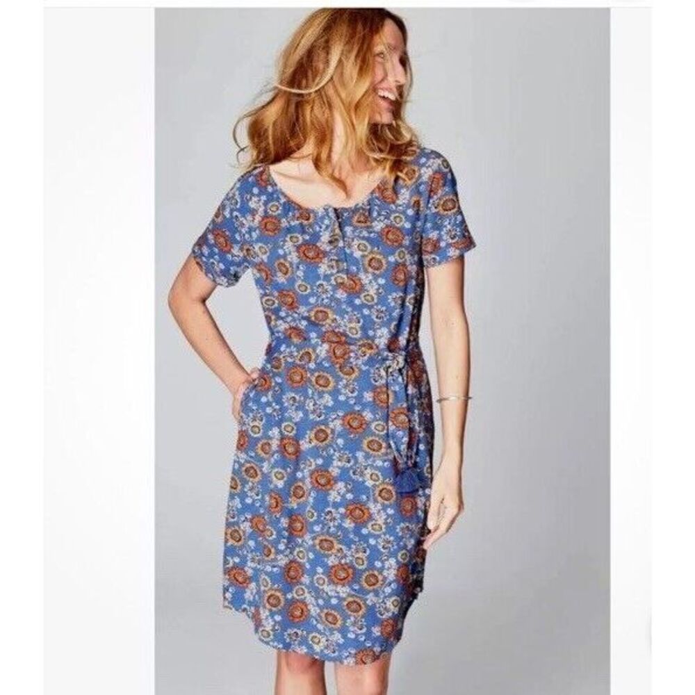 J.Jill Floral Dress Womens Medium Pullover Cotton Blend Knit‎ Fall Autumn Shift